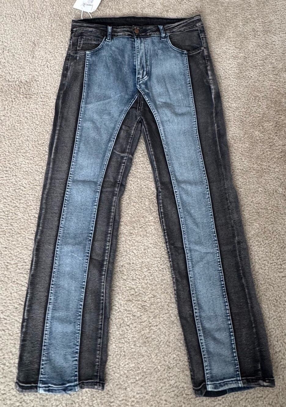 Women’s XL Two Tone Jeans Stretch Colorblock High Rise Straight Leg Denim NWT